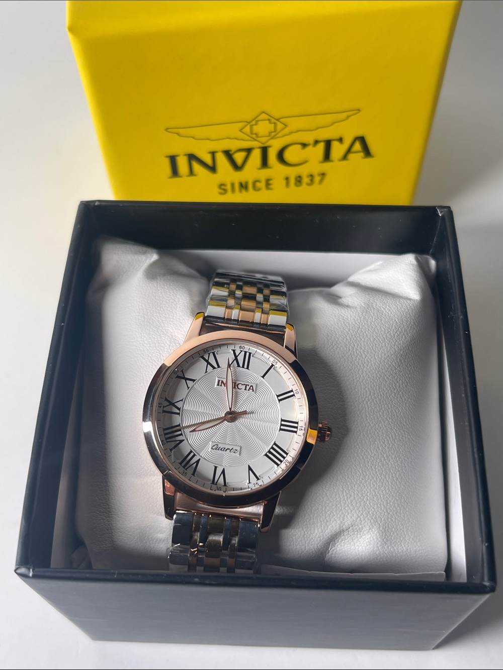 Invicta Two-Tone Rose Gold and Silver Women's Dress Watch with White Dial 69312
